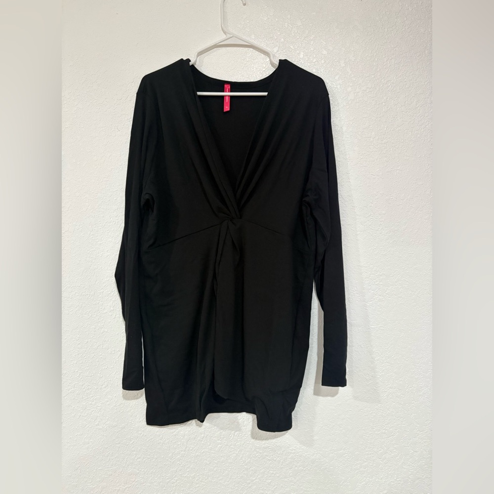 Ruby Ribbon Knot Tunic Top in Black Size 3X NWT